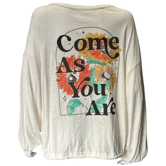 Torrid White Graphic Pullover Top w/ Sunflower Print - Come As You Are - Size 0 - Picture 2 of 9